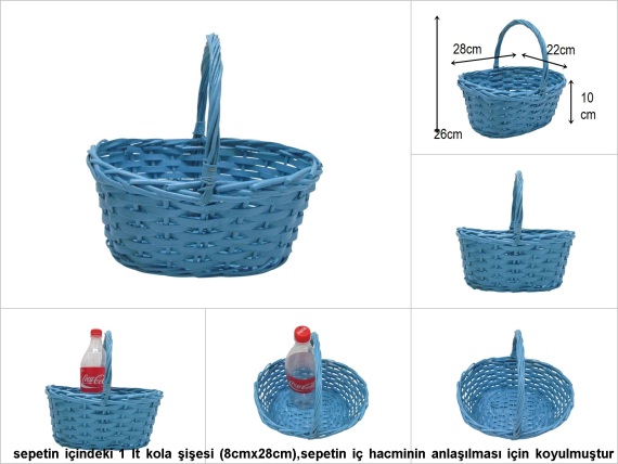 sd51984 üstten saplı no1 mavi boyalı söğüt sepet - 1