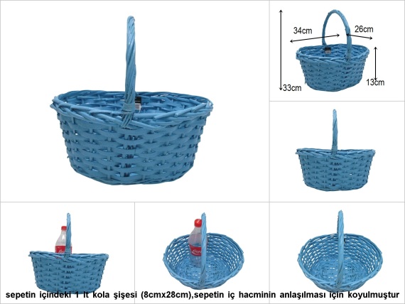sd51985 üstten saplı no2 mavi boyalı söğüt sepet - 1