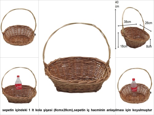 sd51987 önü alçak arkası yüksek üstten saplı söğüt sepet - 