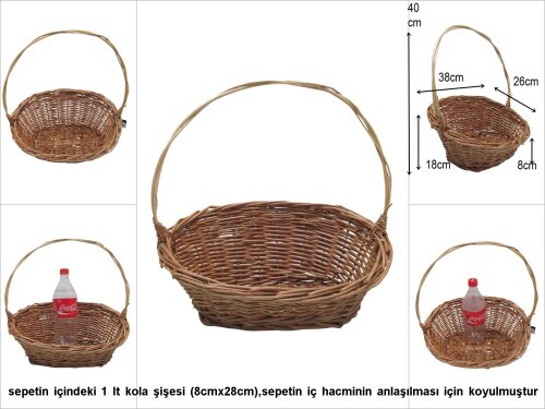 sd51987 önü alçak arkası yüksek üstten saplı söğüt sepet - 