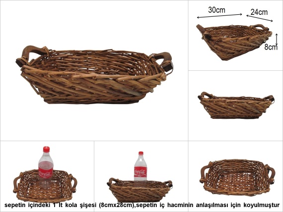 sd51989 ahşap kulplu dikdörtgen no1 söğüt sepet - 1