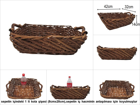 sd51991 ahşap kulplu dikdörtgen no3 söğüt sepet - 1