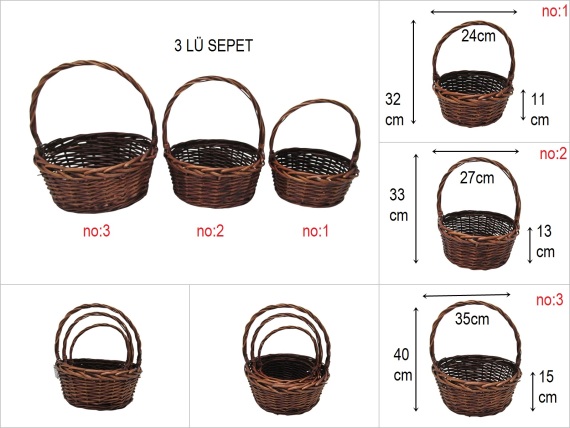 sd51993 üstten saplı kahverengi yuvarlak söğüt sepet seti - 1