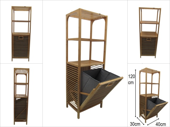 sd52053 öne açılan 3 raflı bambu çamaşırlık - 1