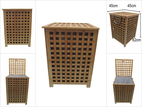 sd52054 kapaklı bambu çamaşırlık - 