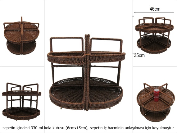 sd52095 metal iskelet üzerine örülü 2 katlı 8 bölmeli dekoratif sunum tepsisi - 1