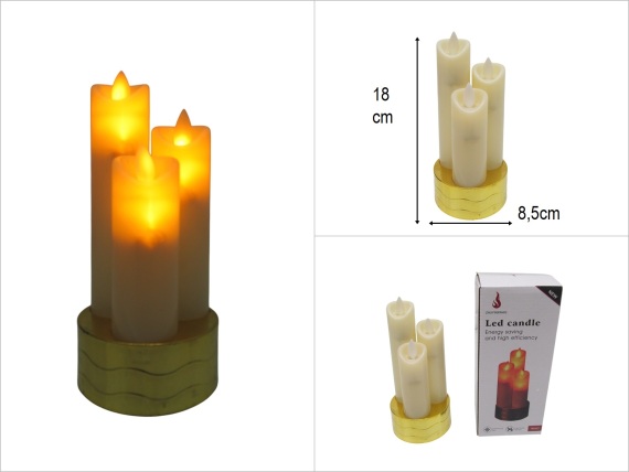 sd52132 dekoratif hareketli alevli 3 lü mum - 1
