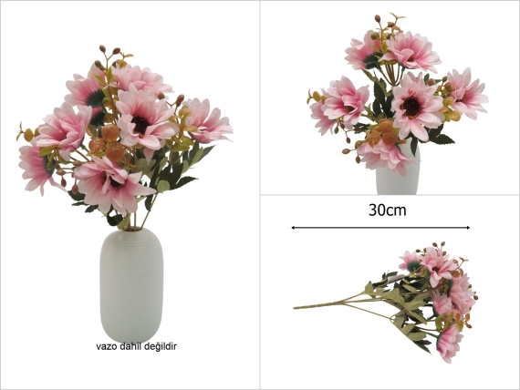 sd52174 yapay pembe krizantem çiçeği demeti - 1