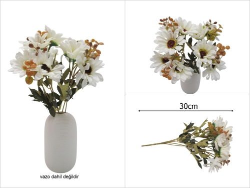 sd52175 yapay beyaz krizantem çiçeği demeti - 