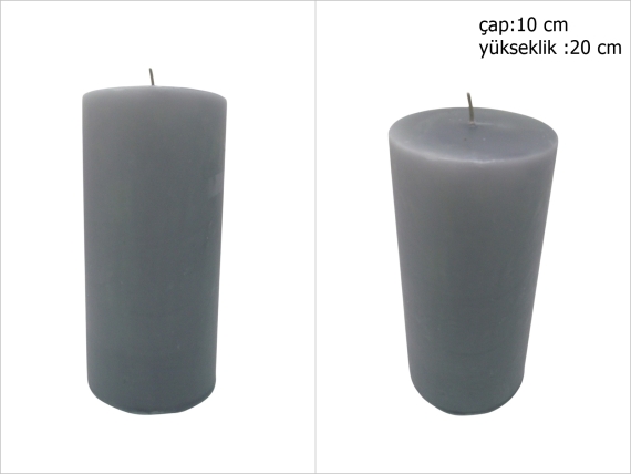 sd52231 dekoratif silindir gri mum 10cmx20cm - 1