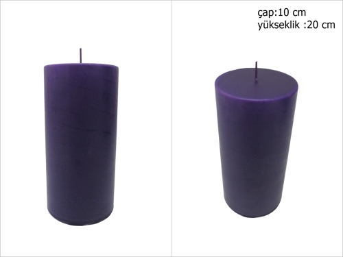 sd52232 dekoratif silindir mor mum 10cmx20cm - 