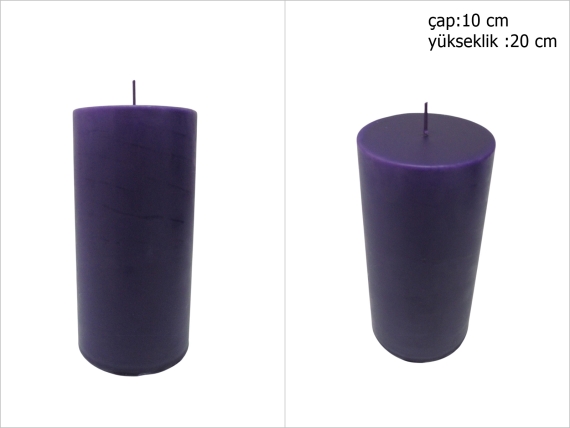 sd52232 dekoratif silindir mor mum 10cmx20cm - 1