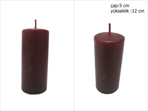 sd52233 dekoratif silindir kahverengi mum 5cmx12cm - 