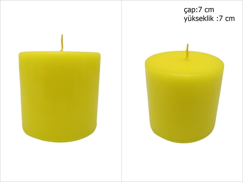 sd52234 dekoratif silindir sarı mum 7cmx7cm - 