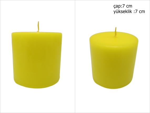 sd52234 dekoratif silindir sarı mum 7cmx7cm - 1