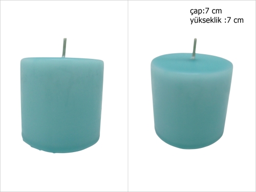 sd52235 dekoratif silindir turkuaz mum 7cmx7cm - 