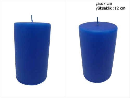 sd52236 dekoratif silindir mavi mum 7cmx12cm - 