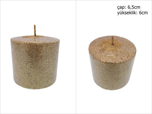 sd52259 dekoratif simli gold mum 6,5cmx6cm - 