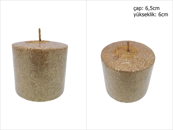 sd52259 dekoratif simli gold mum 6,5cmx6cm - 1