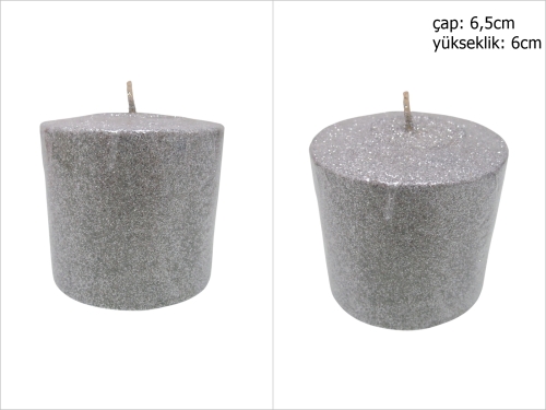 sd52260 dekoratif simli gümüş mum 6,5cmx6cm - 