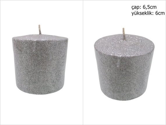 sd52260 dekoratif simli gümüş mum 6,5cmx6cm - 1