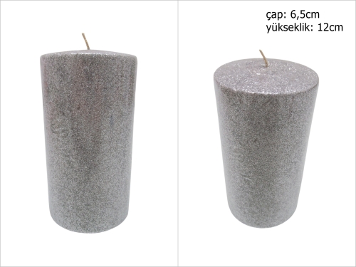 sd52261 dekoratif simli gümüş mum 6,5cmx12cm - 