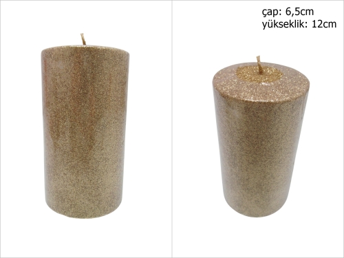 sd52262 dekoratif simli gold mum 6,5cmx12cm - 