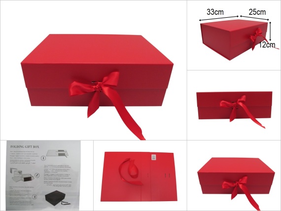 sd52302 dekoratif kurdelalı mıknatıslı kapaklı kırmızı hediye saklama kutususu - 1