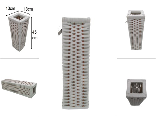 sd52274 ahşap kasa üzerine kırık beyaz pvc malzeme örülü dekoratif vazo - 