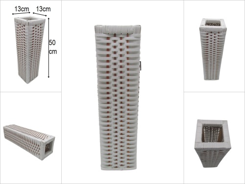 sd52275 ahşap kasa üzerine kırık beyaz pvc malzeme örülü dekoratif vazo - 