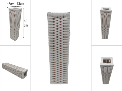 sd52277 ahşap kasa üzerine kırık beyaz pvc malzeme örülü dekoratif vazo - 