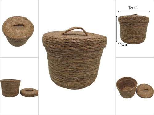 sd52280 dekoratif no1 kapaklı yuvarlak hasır sepet kutu - 