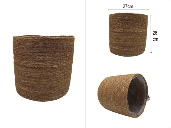 sd52289 dekoratif no7 silindir poşetli derin hasır sepet - 1