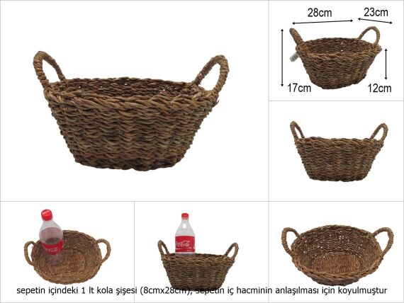 sd52291 dekoratif kulplu oval hasır sepet - 1