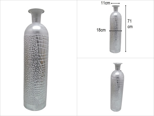 sd52318 dekoratif eskitme gümüş renkli dövme metal vazo - 
