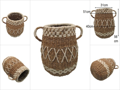 sd52319 metal iskelet üzerine örülü testi görünümlü hasır sepet - 