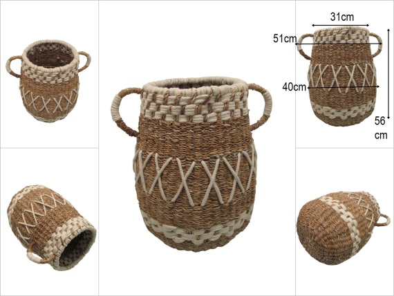 sd52319 metal iskelet üzerine örülü testi görünümlü hasır sepet - 1