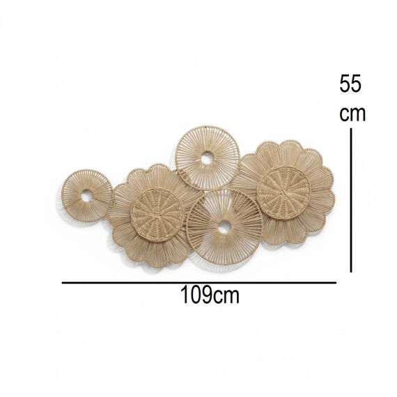 sd52334 metal iskelet üzerine doğal rattan örülü dekoratif duvar dekoru - 1