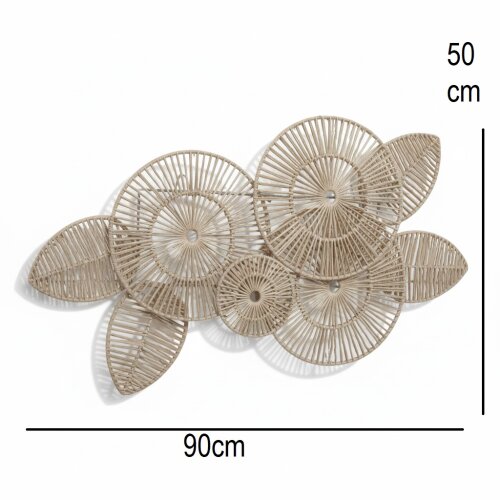 sd52335 metal iskelet üzerine doğal rattan örülü dekoratif duvar dekoru - 