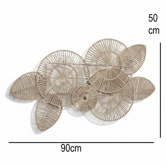 sd52335 metal iskelet üzerine doğal rattan örülü dekoratif duvar dekoru - 1