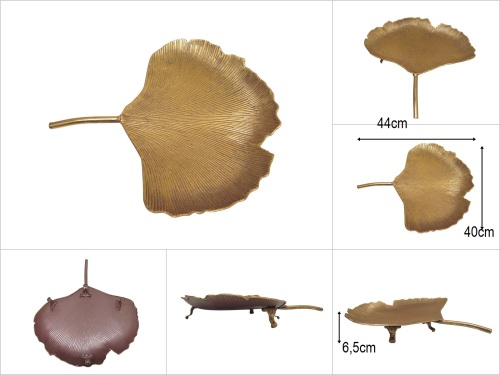 sd52348 gold boyalı ayaklı no2 metal yonca tabak obje - 