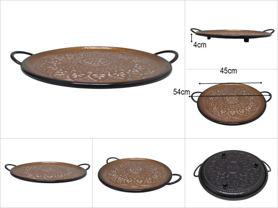 sd52353 dekoratif kulplu no2 yuvarlak otantik metal tepsi - 1