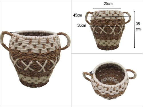 sd52354 metal iskelet üzerine örülü no1 testi görünümlü hasır sepet - 