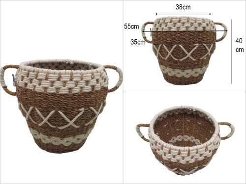 sd52355 metal iskelet üzerine örülü no2 testi görünümlü hasır sepet - 