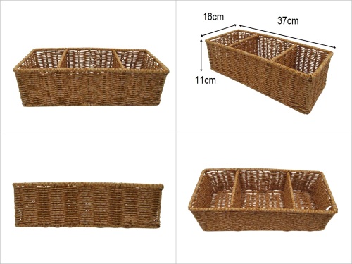 sd52371 metal iskelet üzerine pvc örülü 3 bölmeli dikdörtgen sepet - 