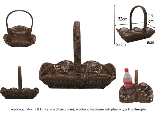 sd52393 rattan görünümlü no2 üstten saplı pvc sepet - 