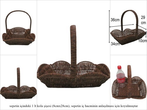 sd52394 rattan görünümlü no3 üstten saplı pvc sepet - 