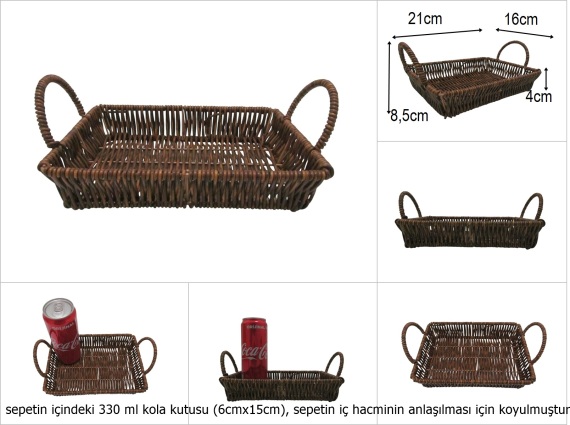 sd52398 rattan görünümlü no1 kahverengi dikdörtgen sepet - 1