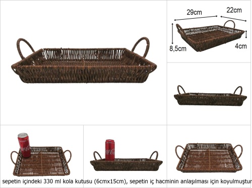 sd52400 rattan görünümlü no3 kahverengi dikdörtgen sepet - 
