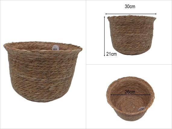 sd52401 dekoratif no1 yuvarlak derin hasır sepet - 1